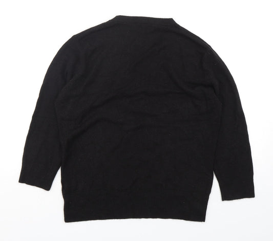 M&Co Womens Black V-Neck Acrylic Pullover Jumper Size L
