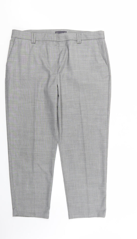 Womens UK Size 16 Marks and Spencer Regular Fit Dress Pants Grey Trousers