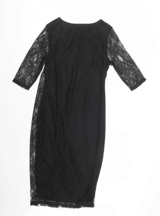 George Womens Black Polyester Bodycon Size 12 Boat Neck Pullover