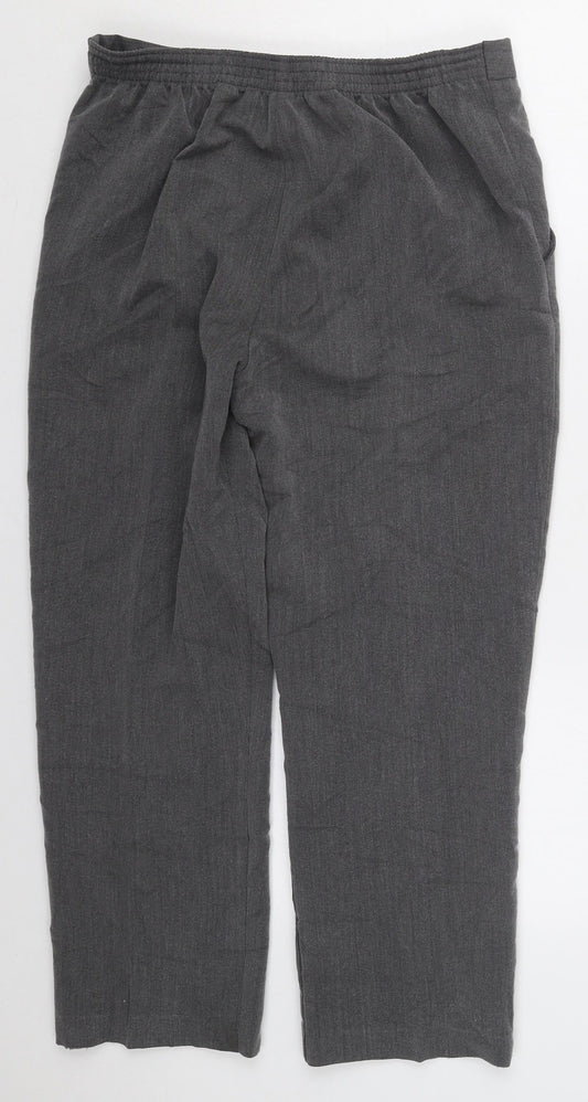 Pinns Womens Grey Polyester Trousers Size 12 L24.5 in Regular