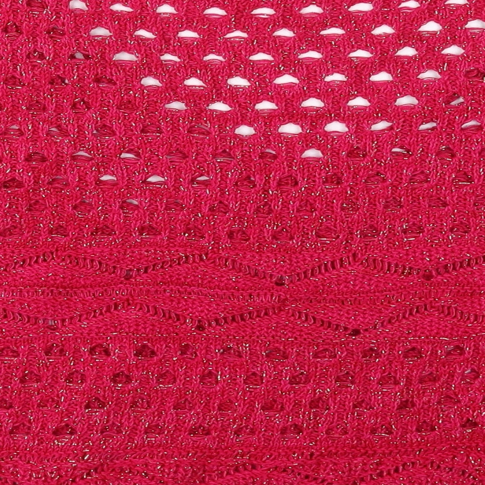 George Womens Pink V-Neck Acrylic Pullover Jumper Size 16