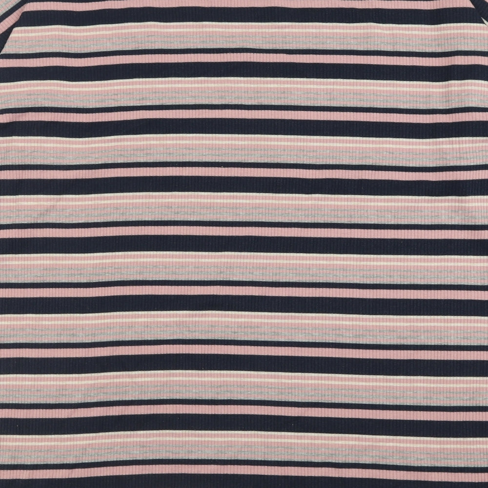 F&F Womens Pink Striped Polyester A-Line Size 10 Crew Neck Pullover