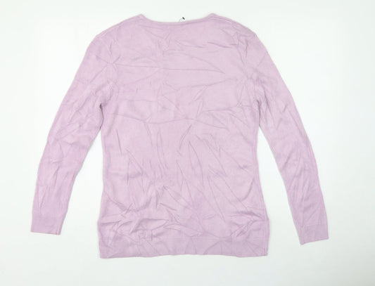Damart Womens Purple Round Neck Acrylic Pullover Jumper Size M