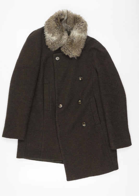 Zara Womens Green Military Jacket Coat Size M Button