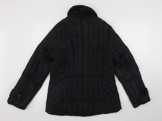 Per Una Womens Black Quilted Coat Size M Button - Fake pockets