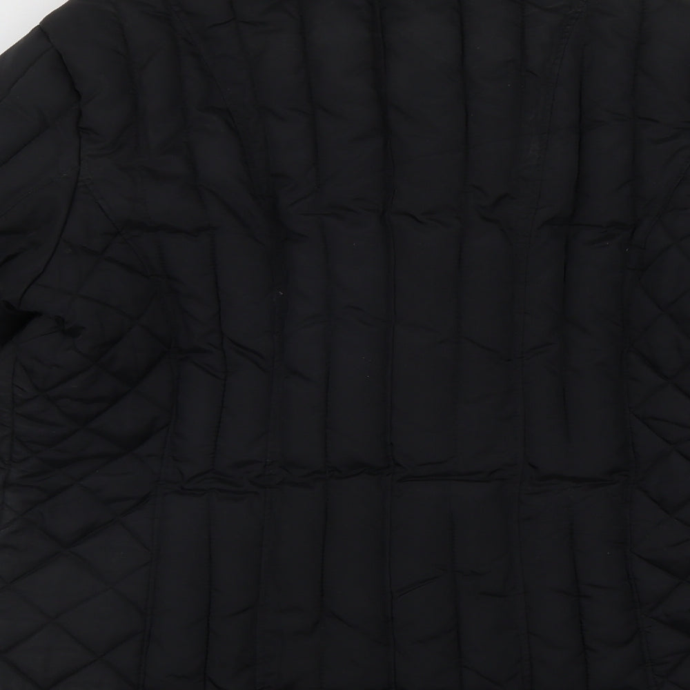 Per Una Womens Black Quilted Coat Size M Button - Fake pockets
