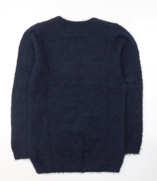 Studio Womens Blue Round Neck Polyester Pullover Jumper Size 8