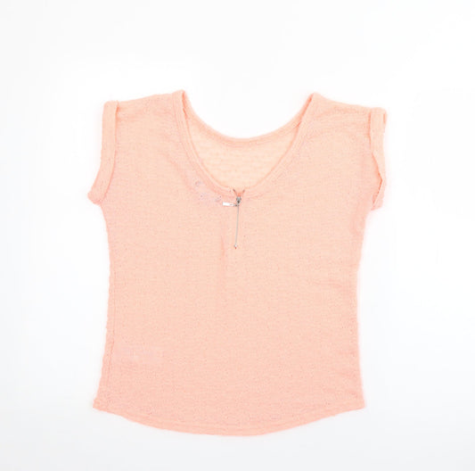 Womens UK Size 8 New Look Pink Basic T-Shirt
