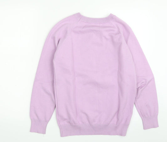 Apricot Womens Purple Crew Neck Cotton Pullover Jumper Size S - Love Heart