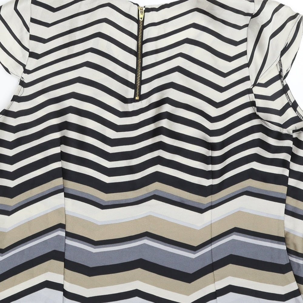 Park Avenue Womens Multicoloured Geometric Polyester Basic Blouse Size 16 Scoop Neck