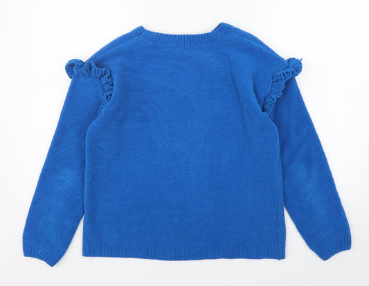 Womens UK Size S Papaya Blue Pullover Jumper