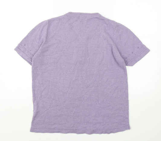 Damart Womens Purple Acrylic Basic T-Shirt Size 14 V-Neck