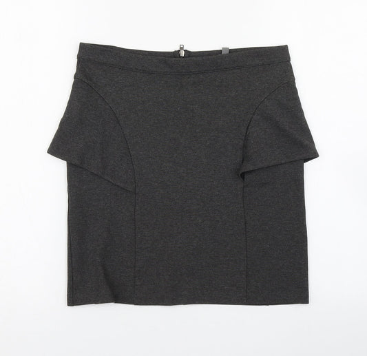 Additional front view of Limited Collection women’s grey viscose straight & pencil skirt, size UK 8, zip
