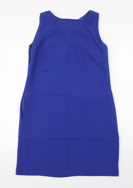 Additional front view of Coast women’s blue polyester pencil dress, size UK 12, scoop neck zip
