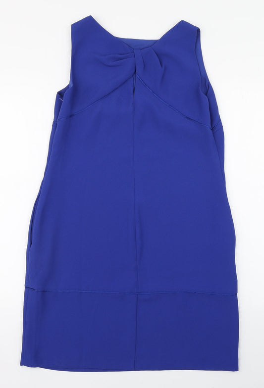 Coast Womens Blue Polyester Pencil Dress Size 12 Scoop Neck Zip