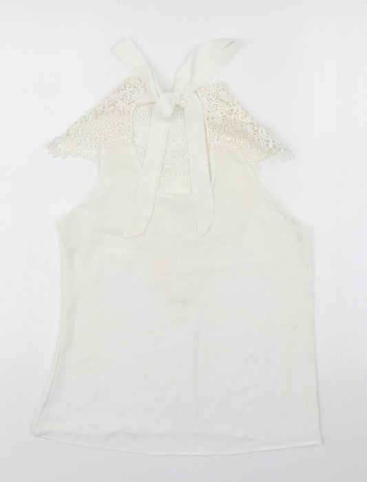 Womens UK Size S Preworn Ivory Tunic Blouse