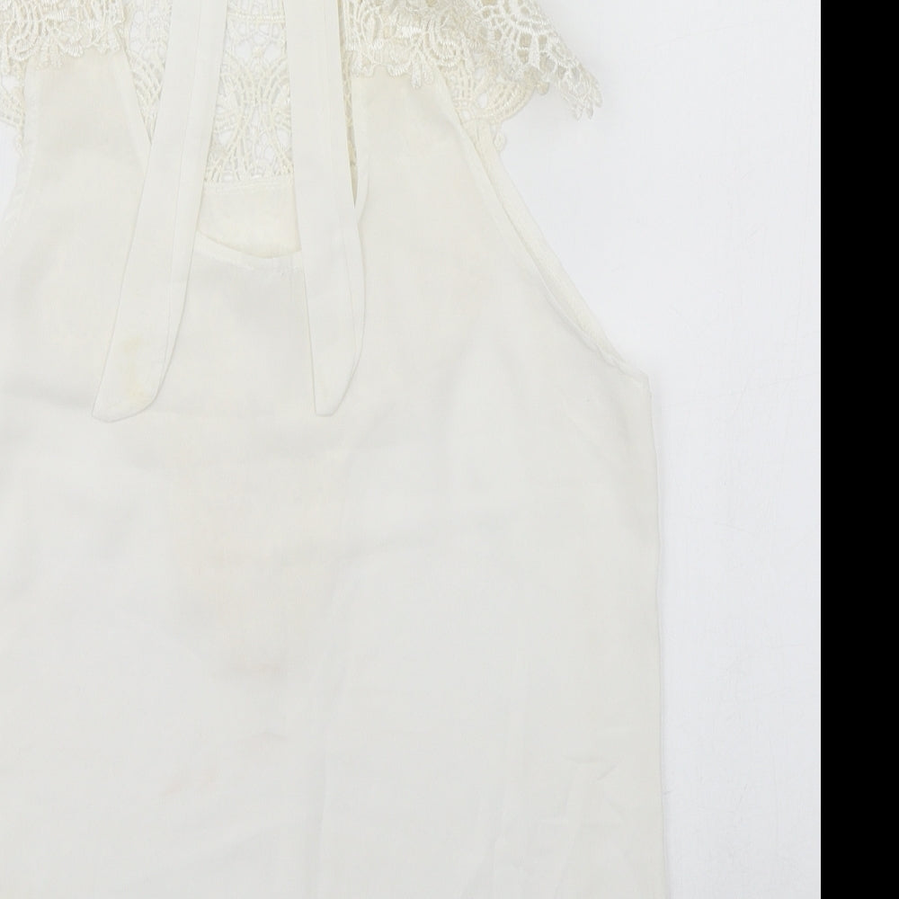 Womens UK Size S Preworn Ivory Tunic Blouse