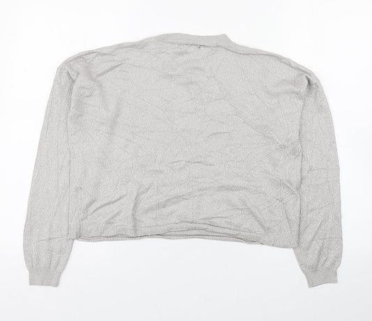 Primark Womens Silver Round Neck Viscose Pullover Jumper Size S