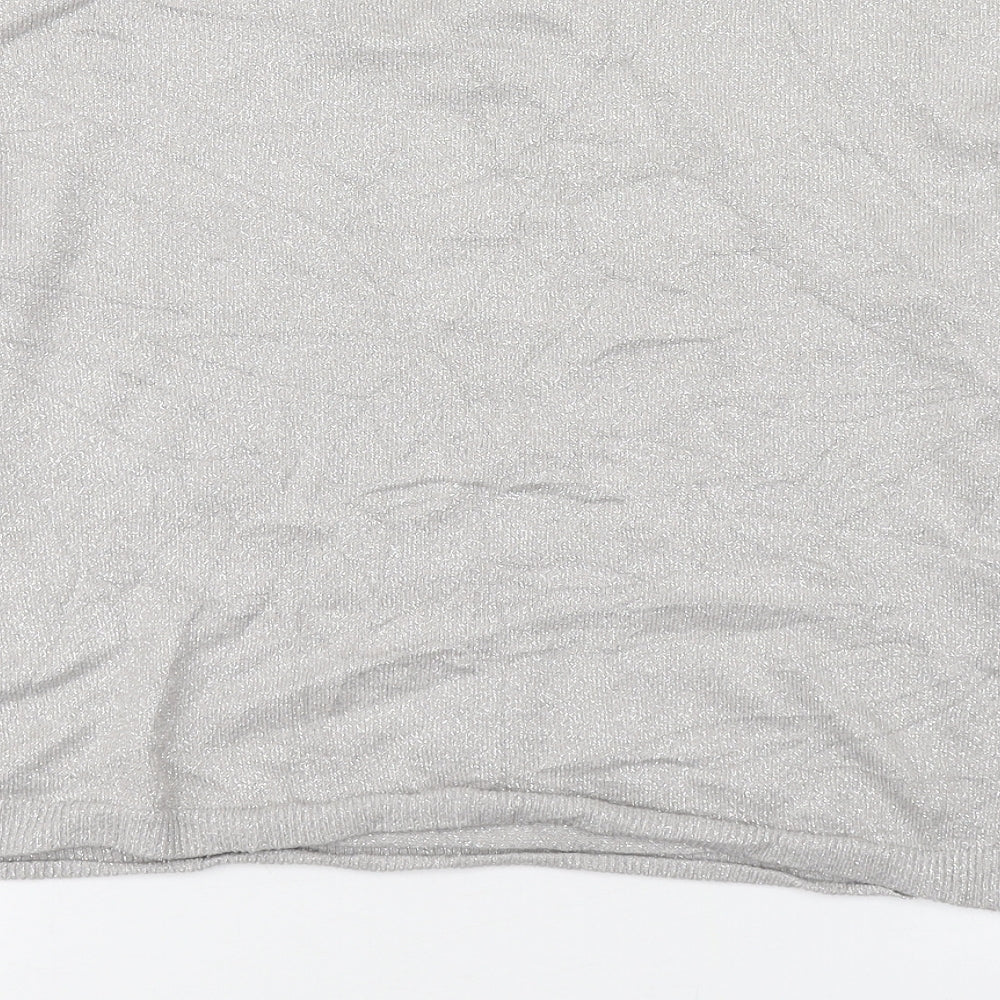 Primark Womens Silver Round Neck Viscose Pullover Jumper Size S