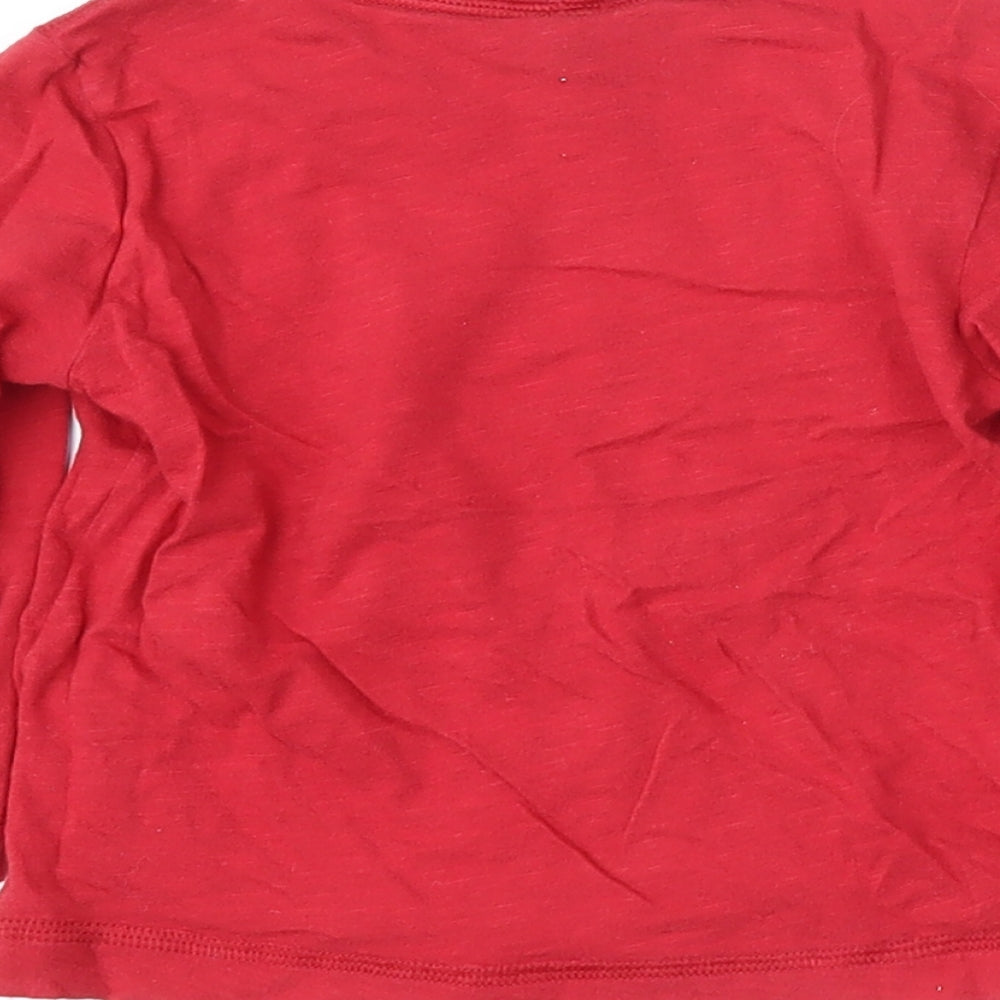 United Colors of Benetton Boys Red Cotton Basic T-Shirt Size 12-18 Months Round Neck