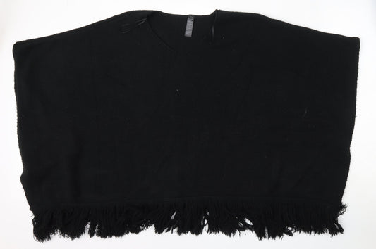 Additional front view of Accessorize women’s black v-neck acrylic jumper, size L, - shawl