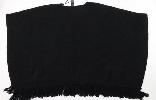 Accessorize Womens Black V-Neck Acrylic Pullover Jumper Size L - Shawl