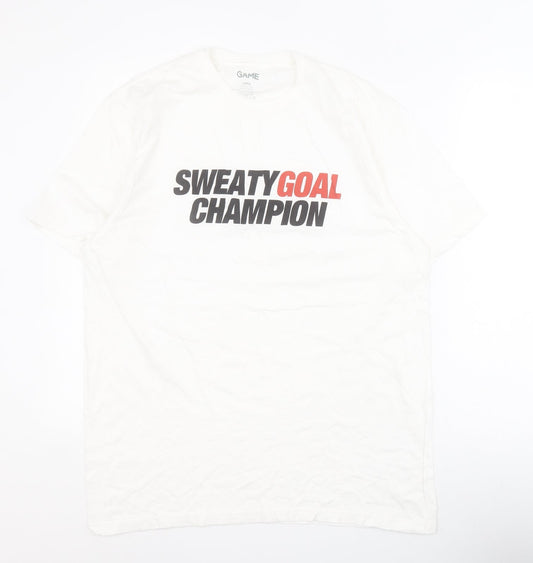 GAME Womens White 100% Cotton Basic Polo Size L Crew Neck