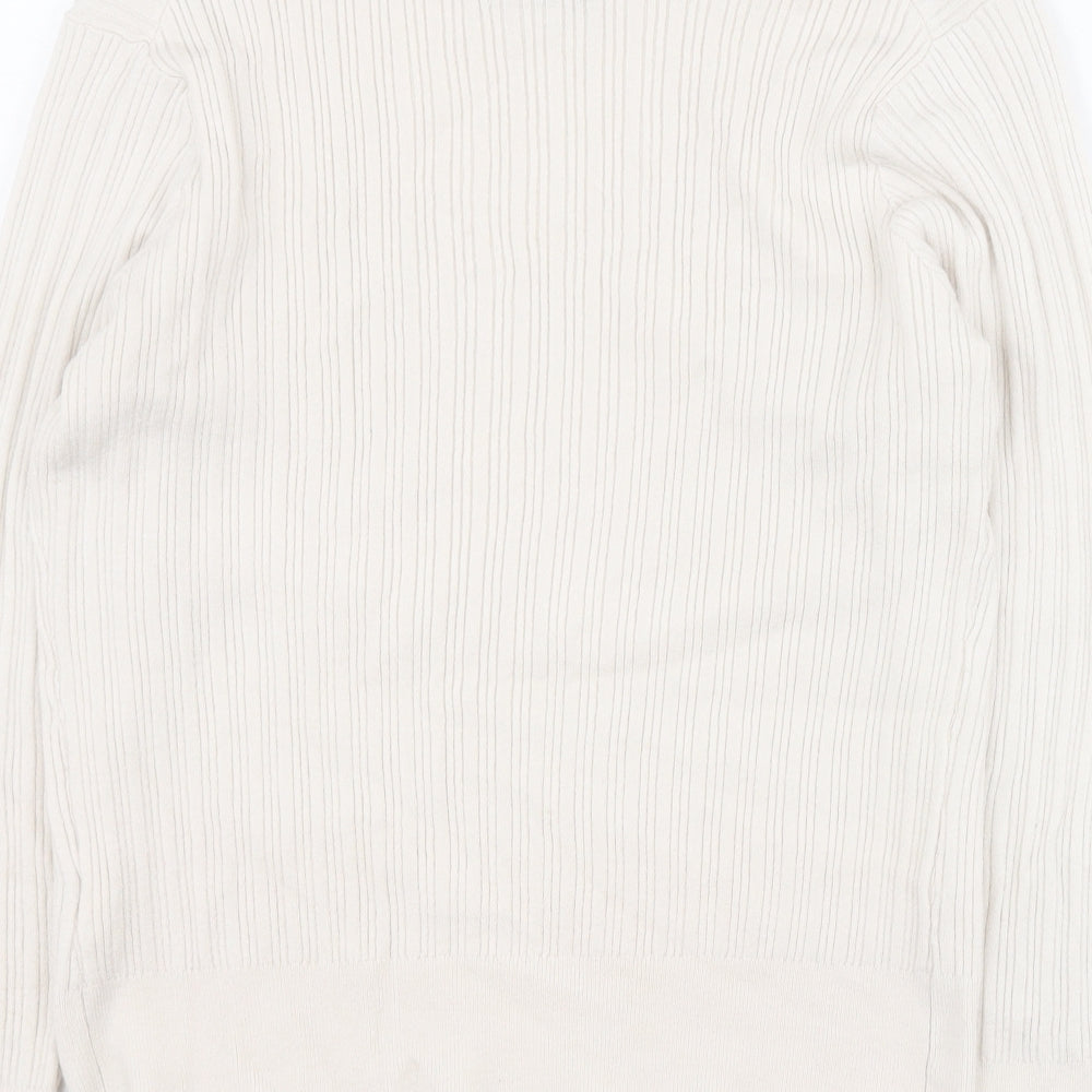Primark Womens White Round Neck Viscose Pullover Jumper Size 2XL