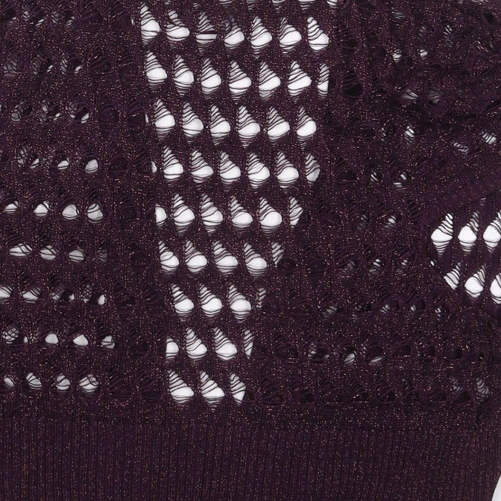 George Womens Purple V-Neck Acrylic Cardigan Jumper Size M