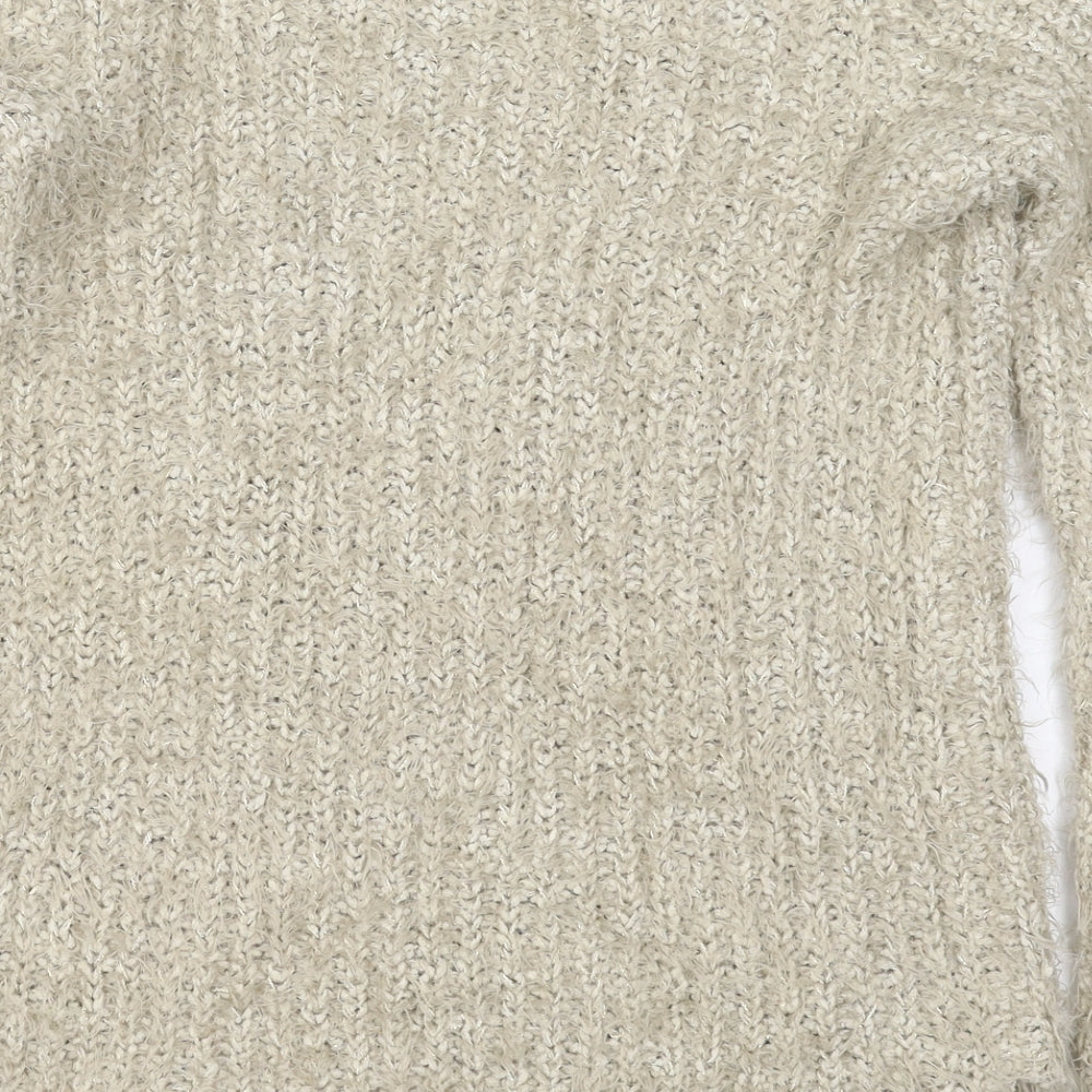 F&F Womens Beige Crew Neck Polyester Pullover Jumper Size 6