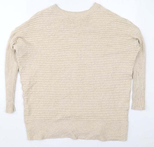 George Womens Beige Crew Neck Viscose Pullover Jumper Size 16