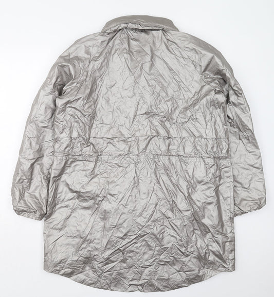 George Womens Silver Jacket Coat Size 14 Zip