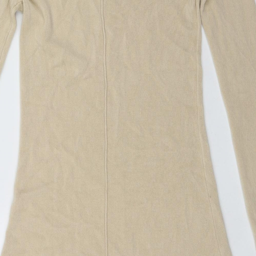 Womens UK Size S BASSINI Beige Henley Jumper