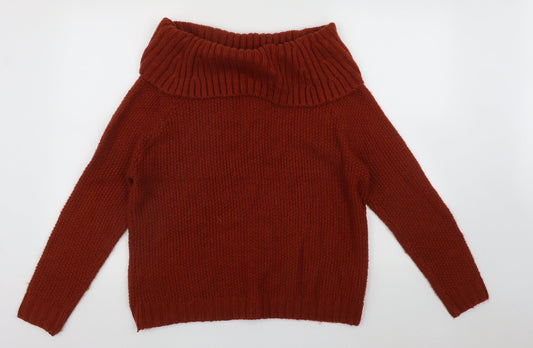 George Womens Brown Roll Neck Acrylic Pullover Jumper Size 14 - Cable Knit