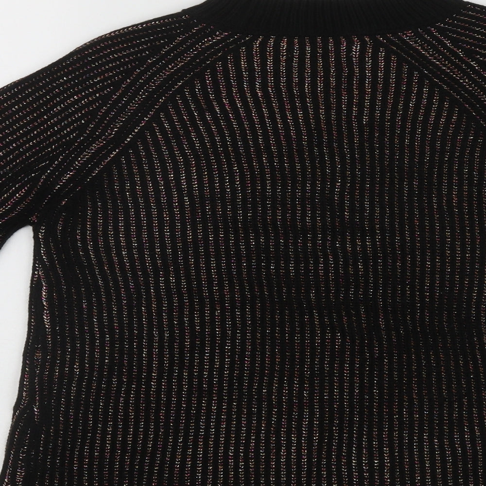 Womens UK Size S Papaya Multicoloured Henley Jumper