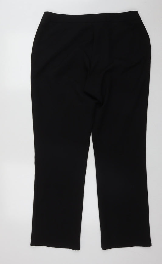 AMARANTO Womens Black Polyester Trousers Size 18 L30 in Regular Zip - Button Fastening