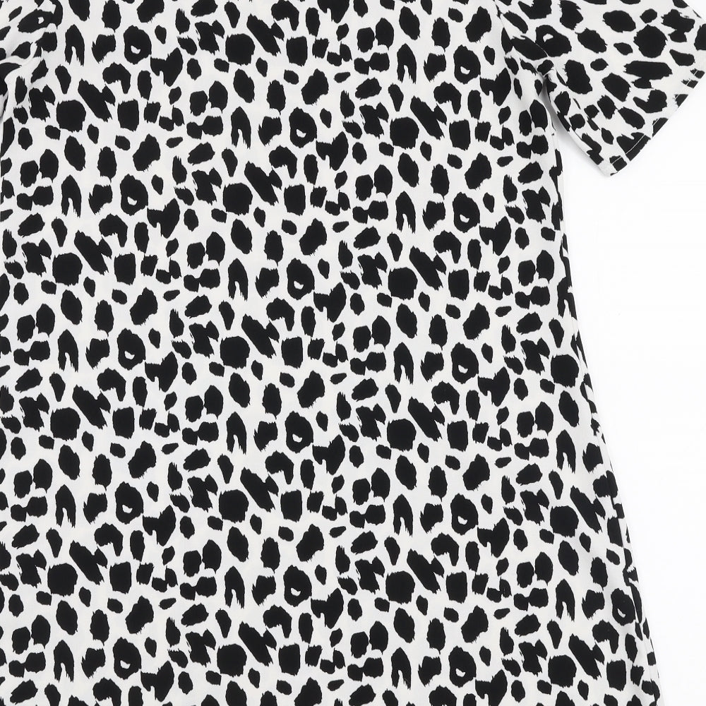 Glamourous Womens White Animal Print Polyester A-Line Size 10 Round Neck Pullover