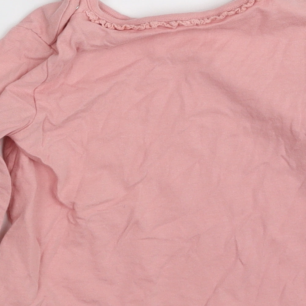 F&F Girls Pink 100% Cotton Basic T-Shirt Size 12-18 Months Round Neck Pullover