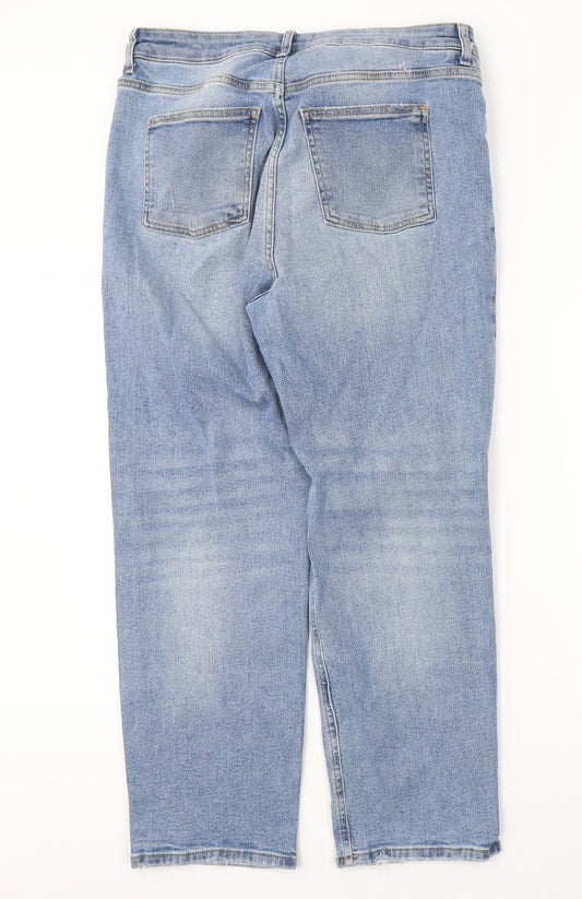 George Womens Blue Cotton Mom Jeans Size 34 L28 in Regular Button