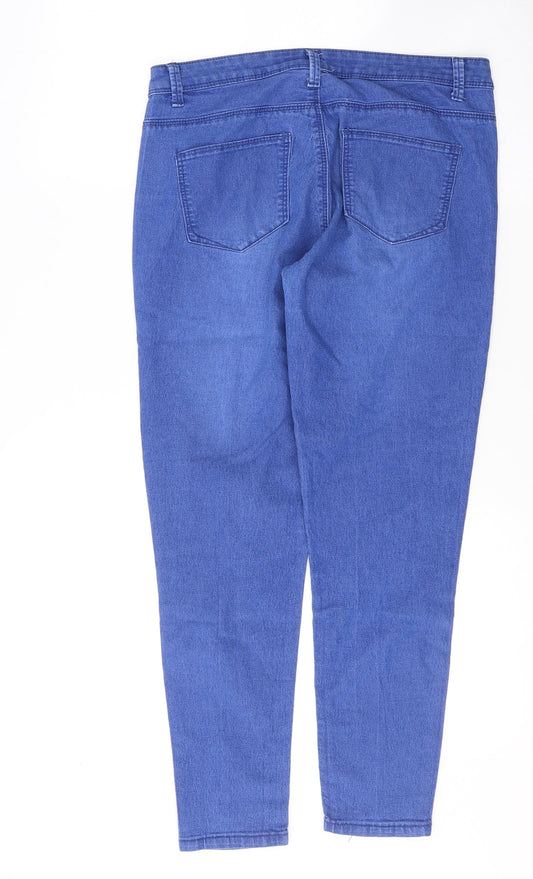 Denim & Co. Womens Blue Cotton Skinny Jeans Size 12 L26 in Regular Button