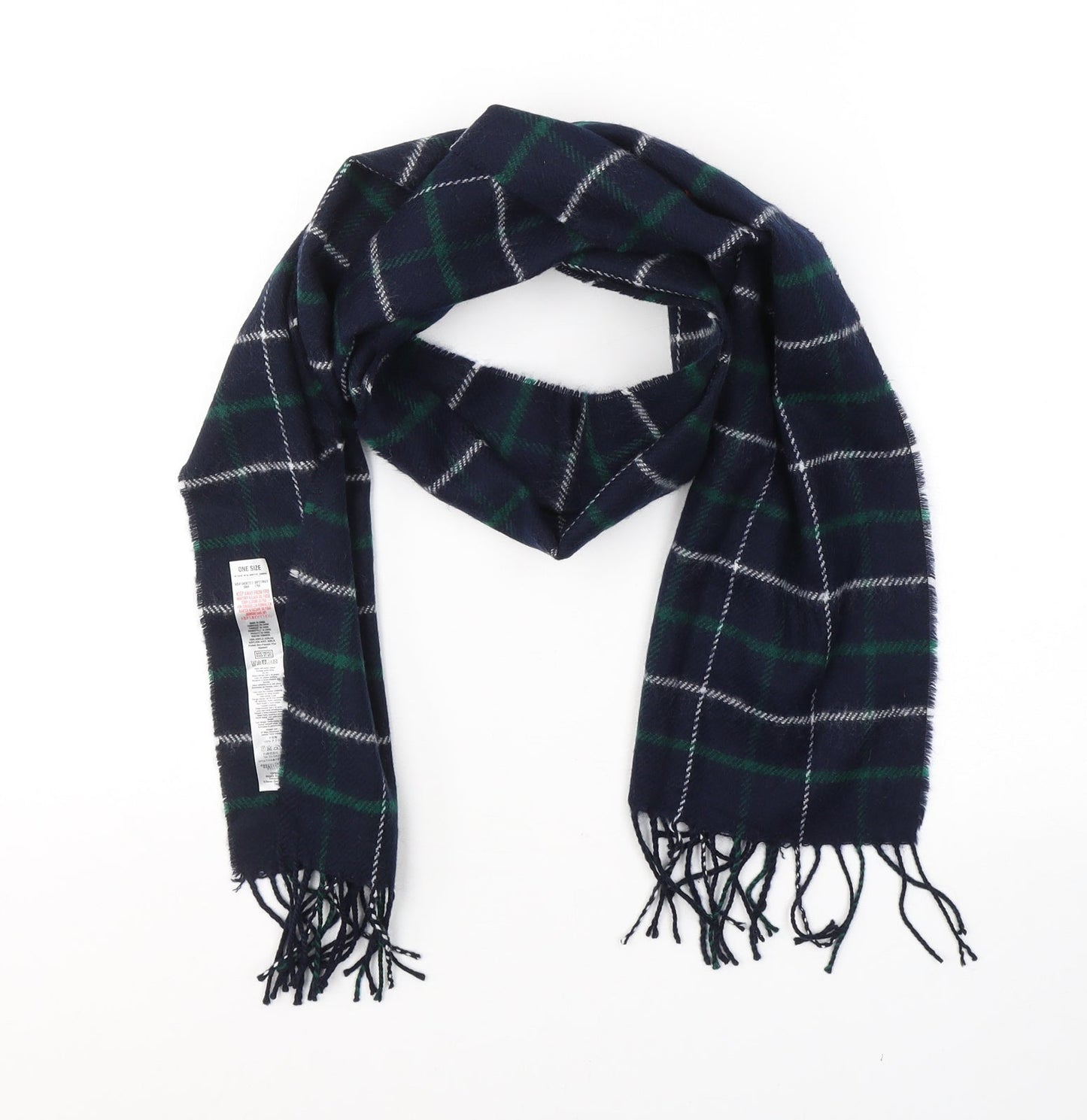 Topman Mens Blue Plaid Acrylic Scarf One Size