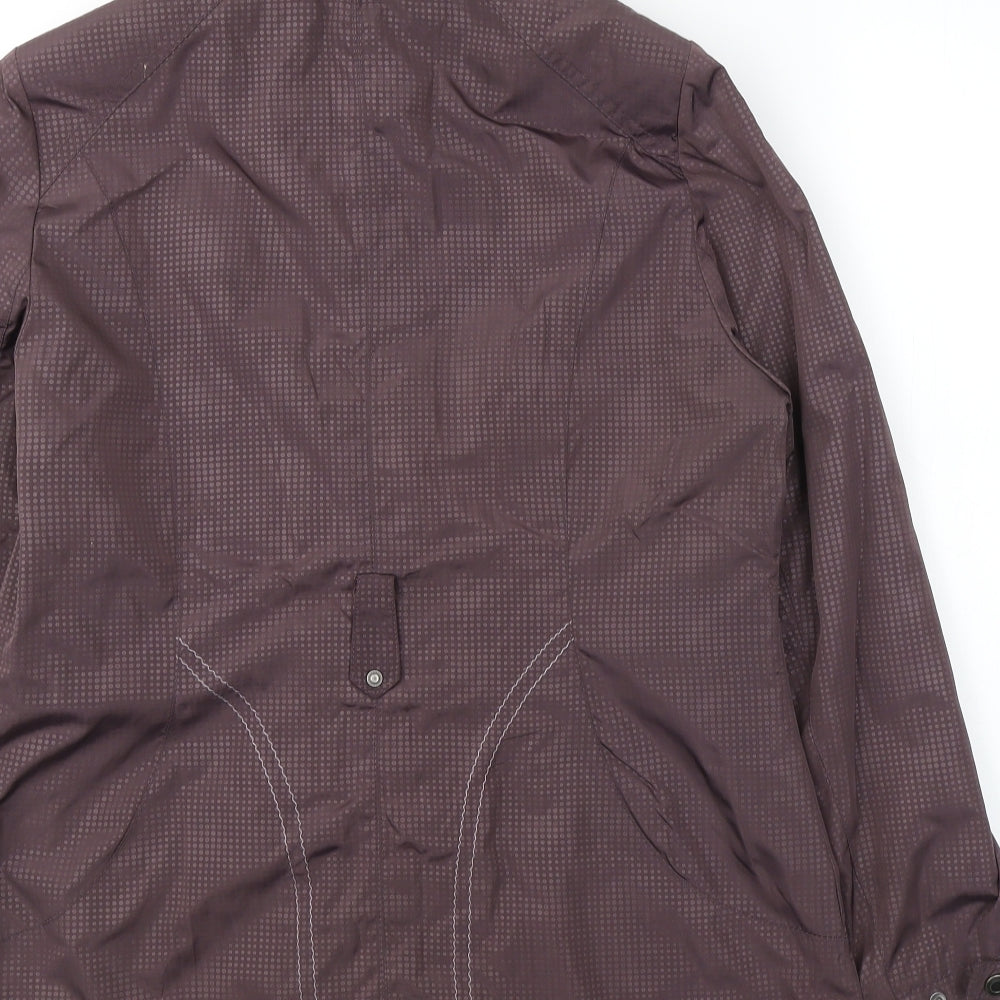 Brand and care label for Klass women’s brown polka dot jacket coat, size UK 12, zip