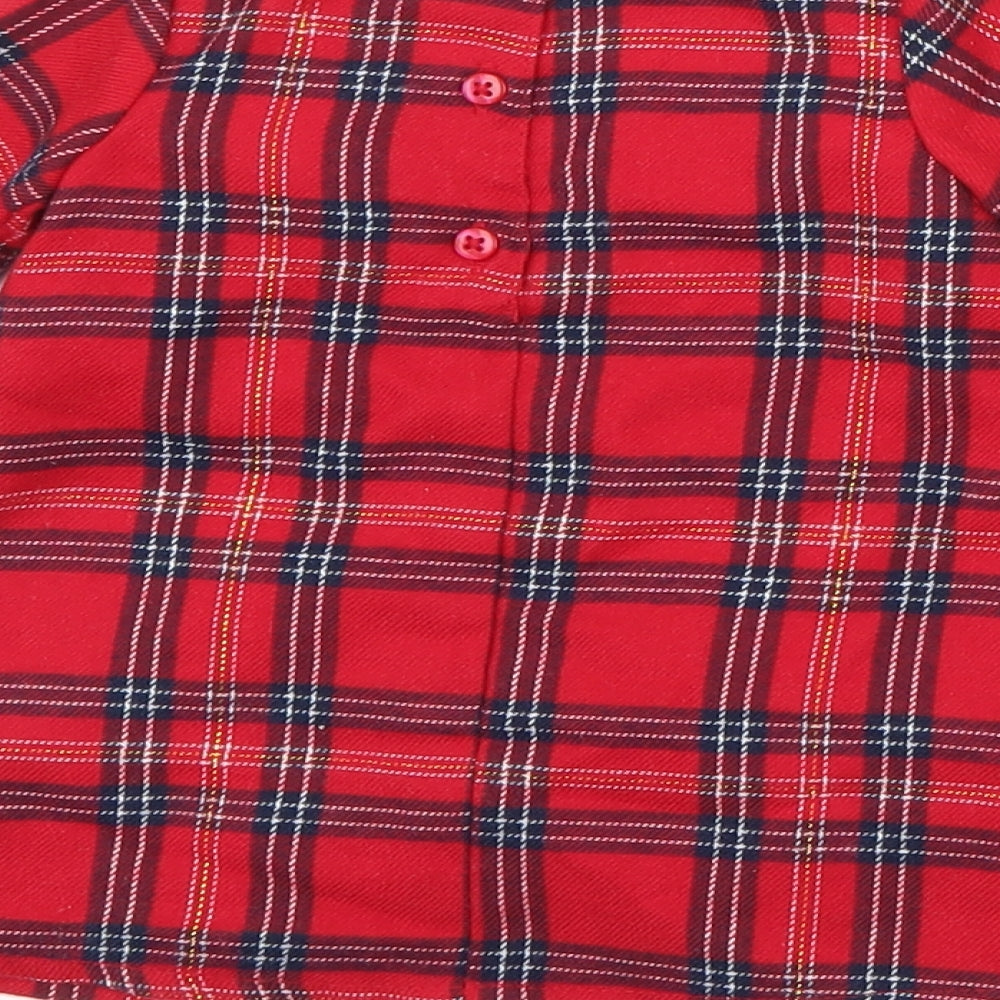 Primark Girls Red Plaid Polyester Fit & Flare Size 3-6 Months Round Neck