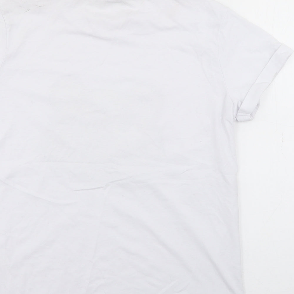 Brand and care label for George women’s white cotton basic t-shirt, size XS, crew neck - pudsey