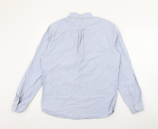 Mens UK Size S H&M Blue Button-Up Long Sleeve Casual Shirt