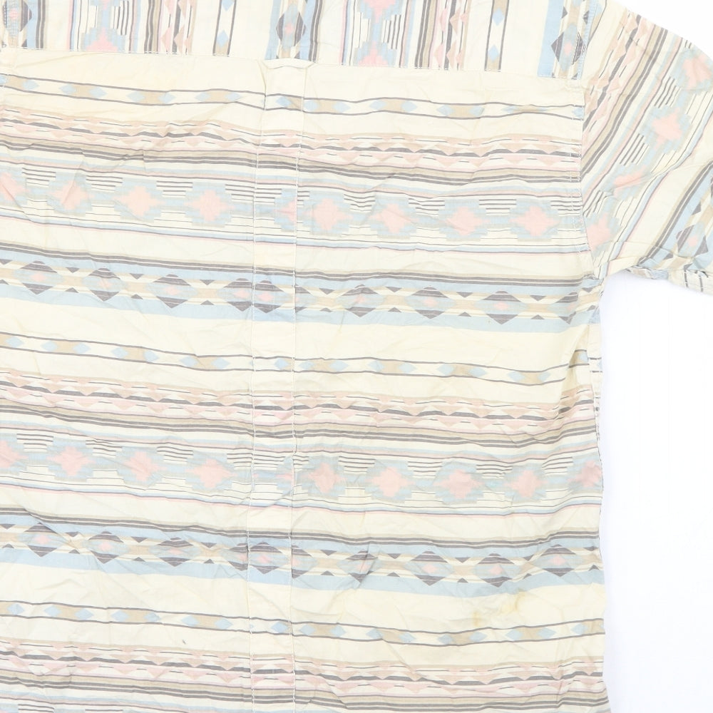 Mens UK Size S Twisted Soul Beige Button-Up Short Sleeve Casual Shirt