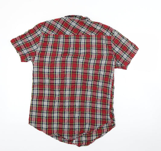 Soul Star Mens Red Plaid Cotton Button-Up Size M Collared Button