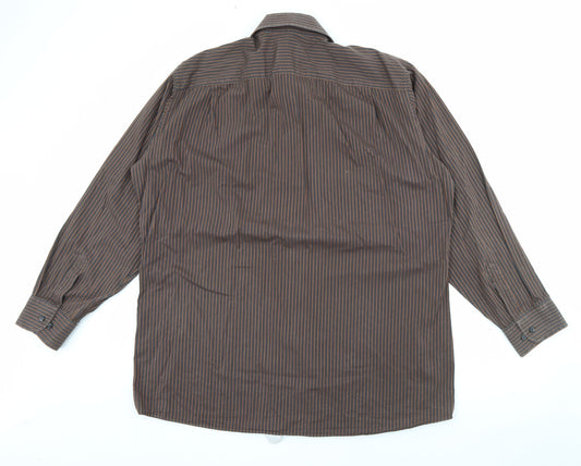 Mens UK Size 45 Jousipaita Brown Button-Up Long Sleeve Casual Shirt