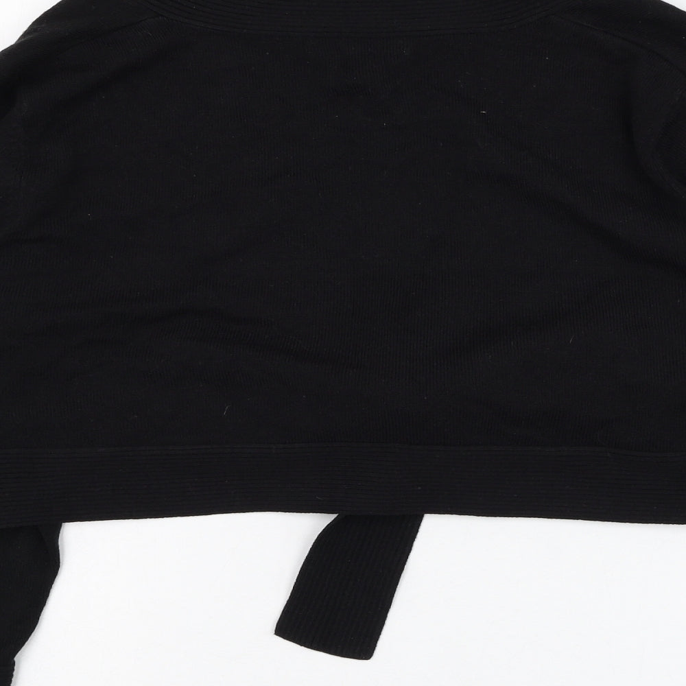 George Womens Black Square Neck Acrylic Cardigan Jumper Size 16