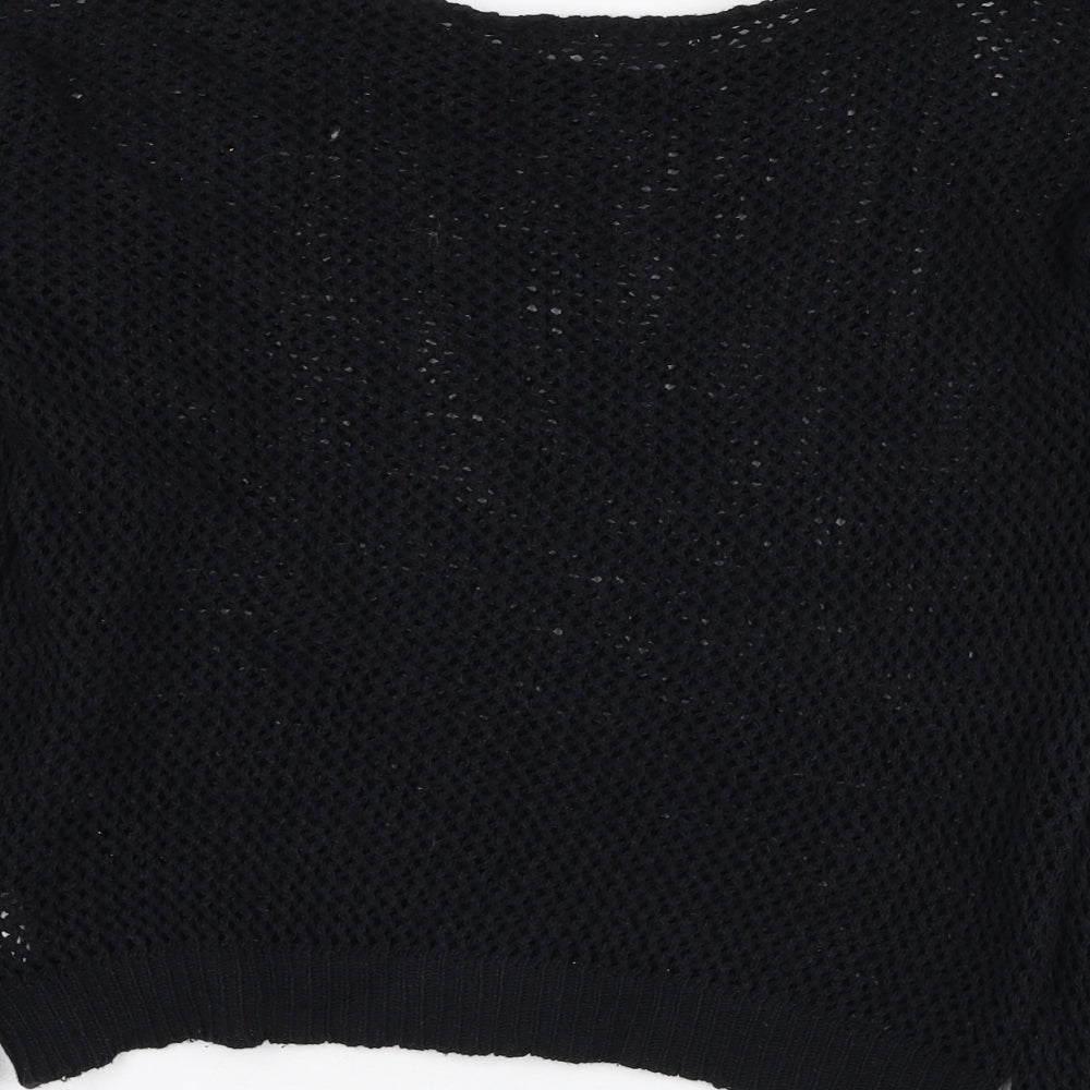 Miss Gorgeous Womens Black Round Neck Cotton Pullover Jumper Size S